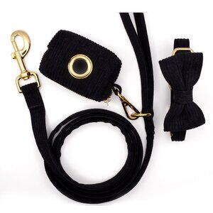 Collar and Leash Set - The Chic Corduroy Collection - Noir (Black)